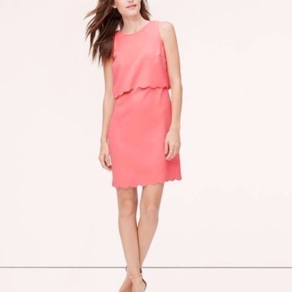Pink scalloped LOFT dress